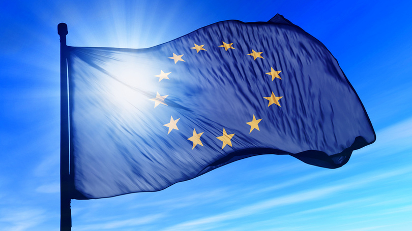 European Union flag waving on the wind